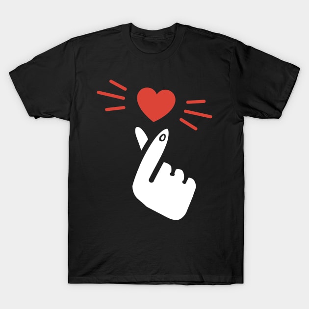 Finger Heart Kpop Songalag Hateu White Hand T-Shirt by SubtleSplit